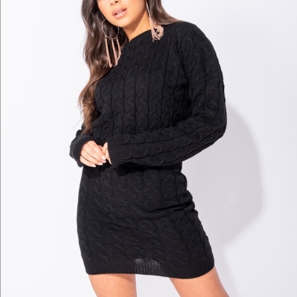 Aliana Black Cable Knit Sweater & Skirt Set - Picture 4 of 8